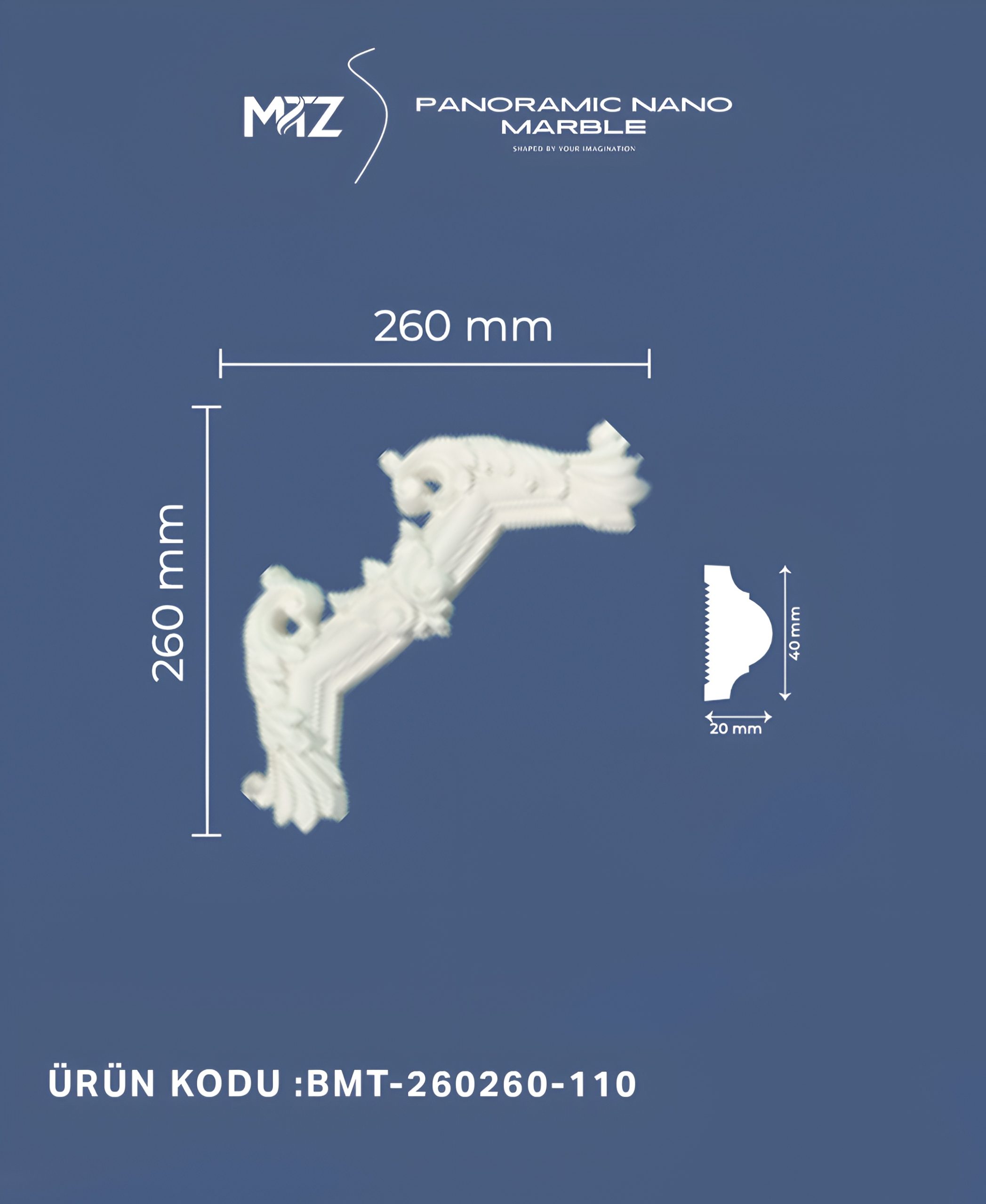 Boyanabilir 26 cm Çıta Geçmeli Köşe Motifi