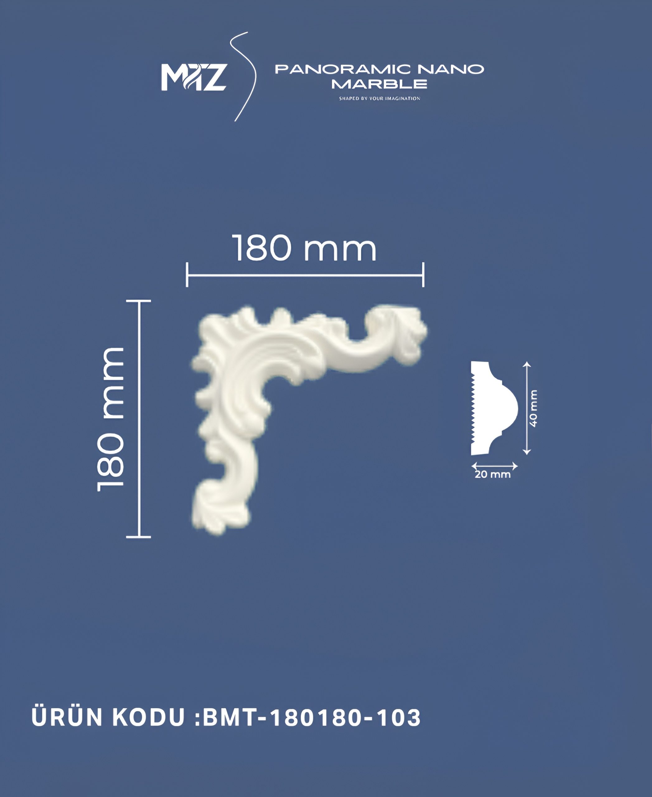 Boyanabilir 18 cm Çıta Geçmeli Köşe Motifi