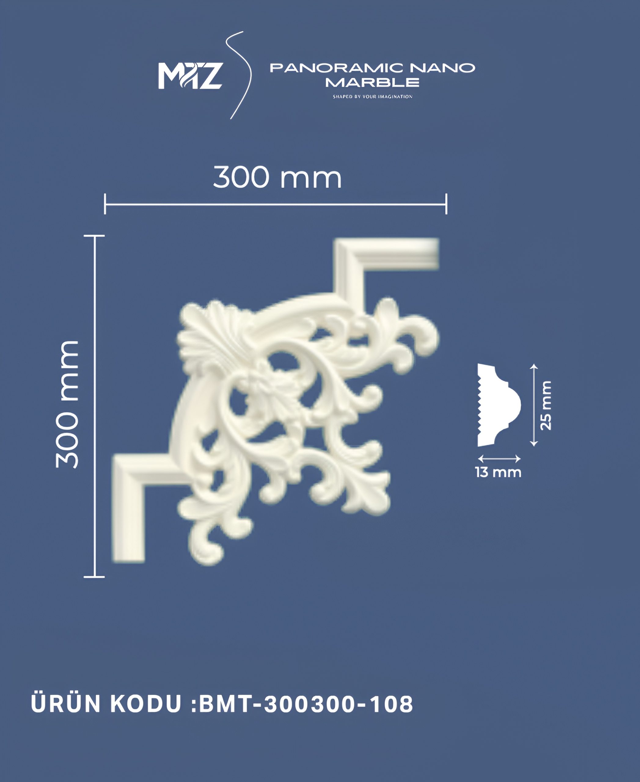 Boyanabilir 30 cm Çıta Geçmeli Köşe Motifi