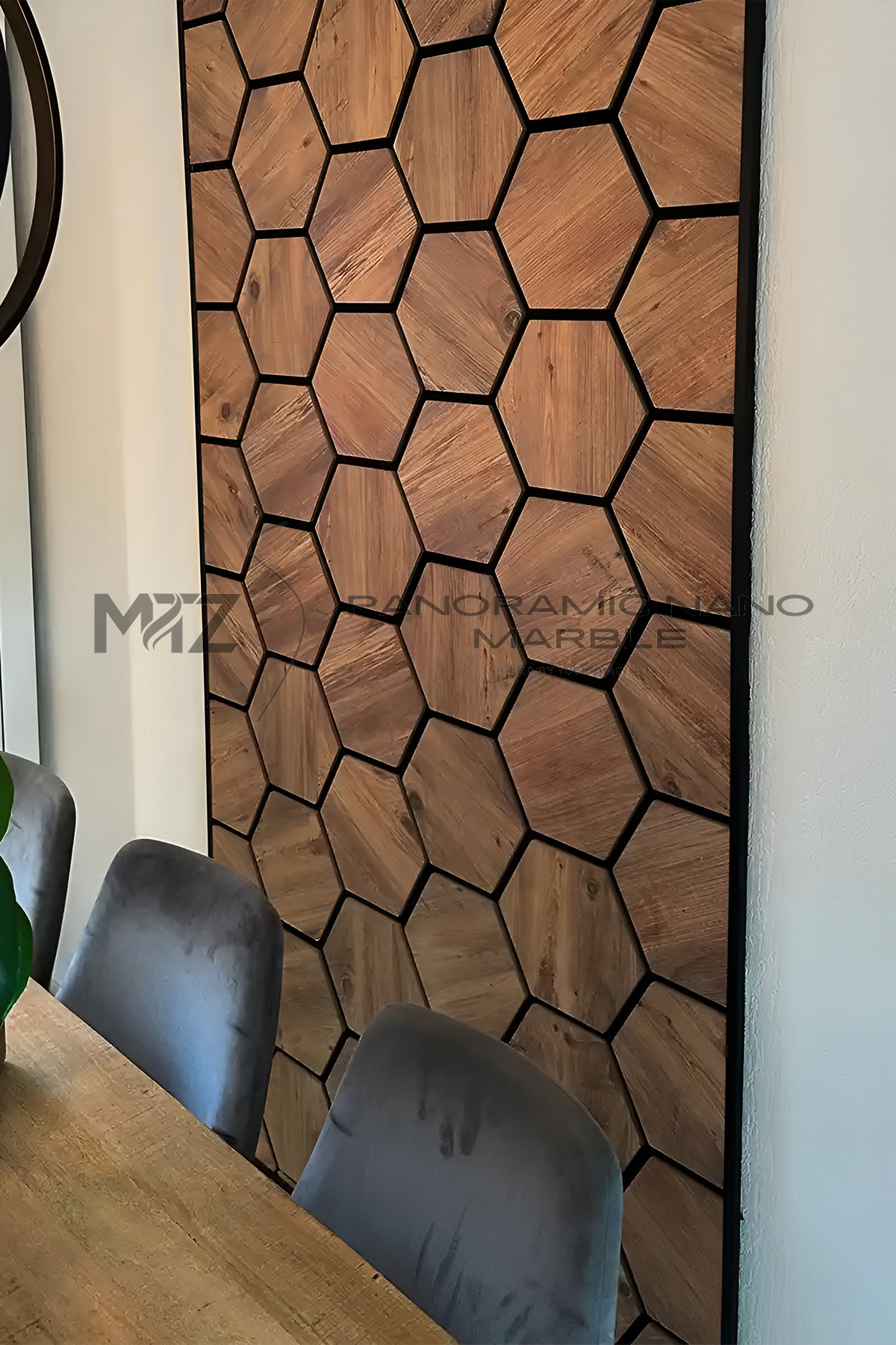 Hexagon Akustik Panel Ceviz (HAP-6070-303) - Görsel 2