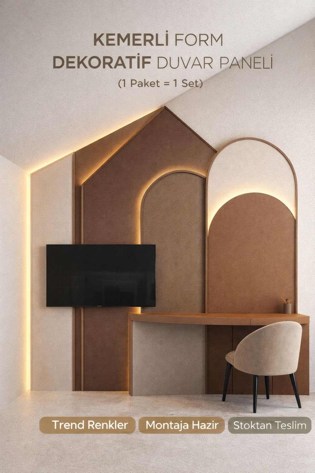 KEMERLİ & EĞİMLİ FORM DEKORATİF DUVAR PANEL SETİ